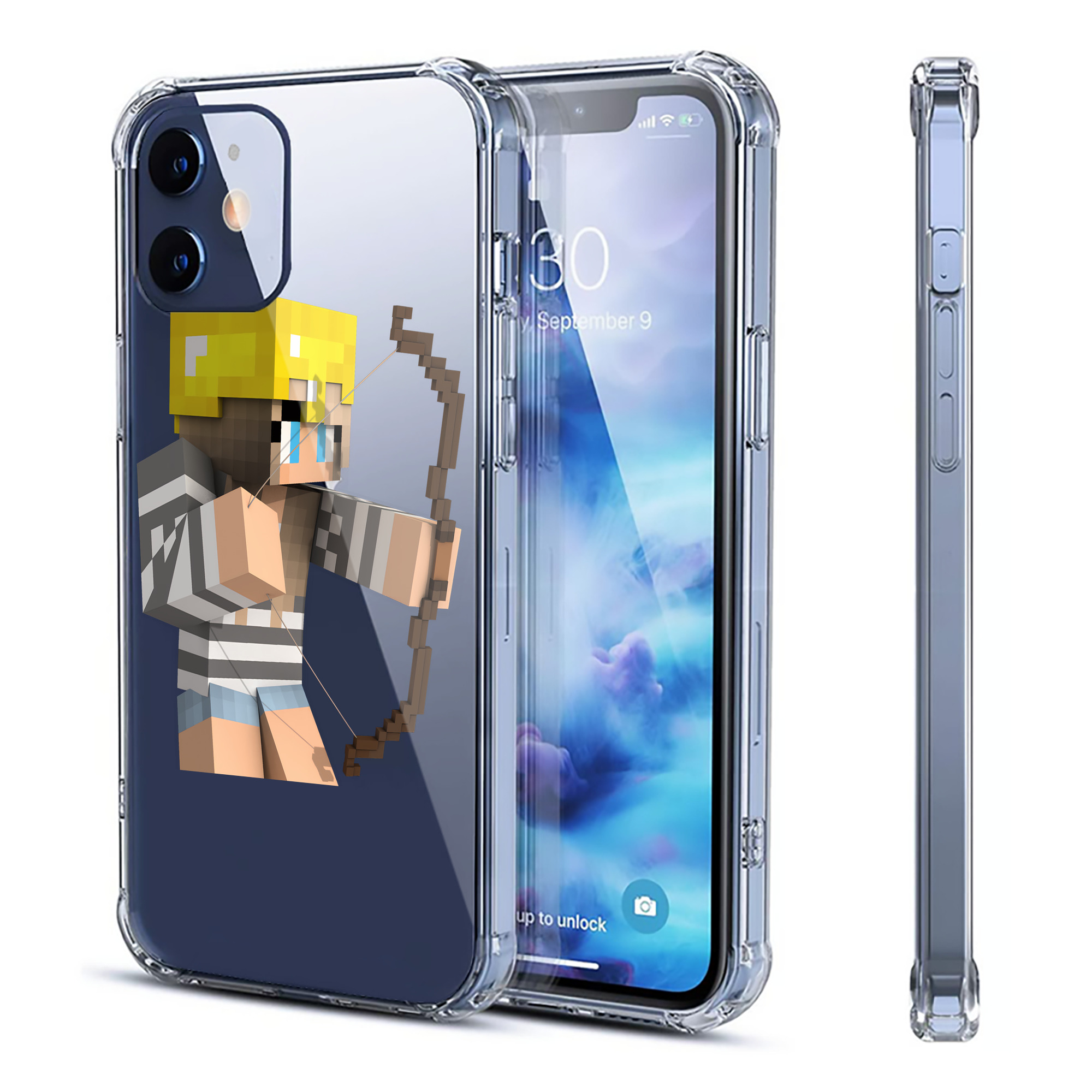 （画像用） マインクラフト ブロックの世界 Minecraft MC Block world 【iPhone 12シリーズ対応】透明スマホケース（クリアソフトケース）